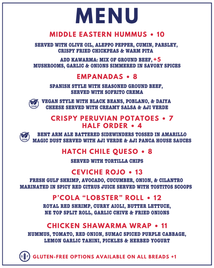 Globetrotter Front of Menu